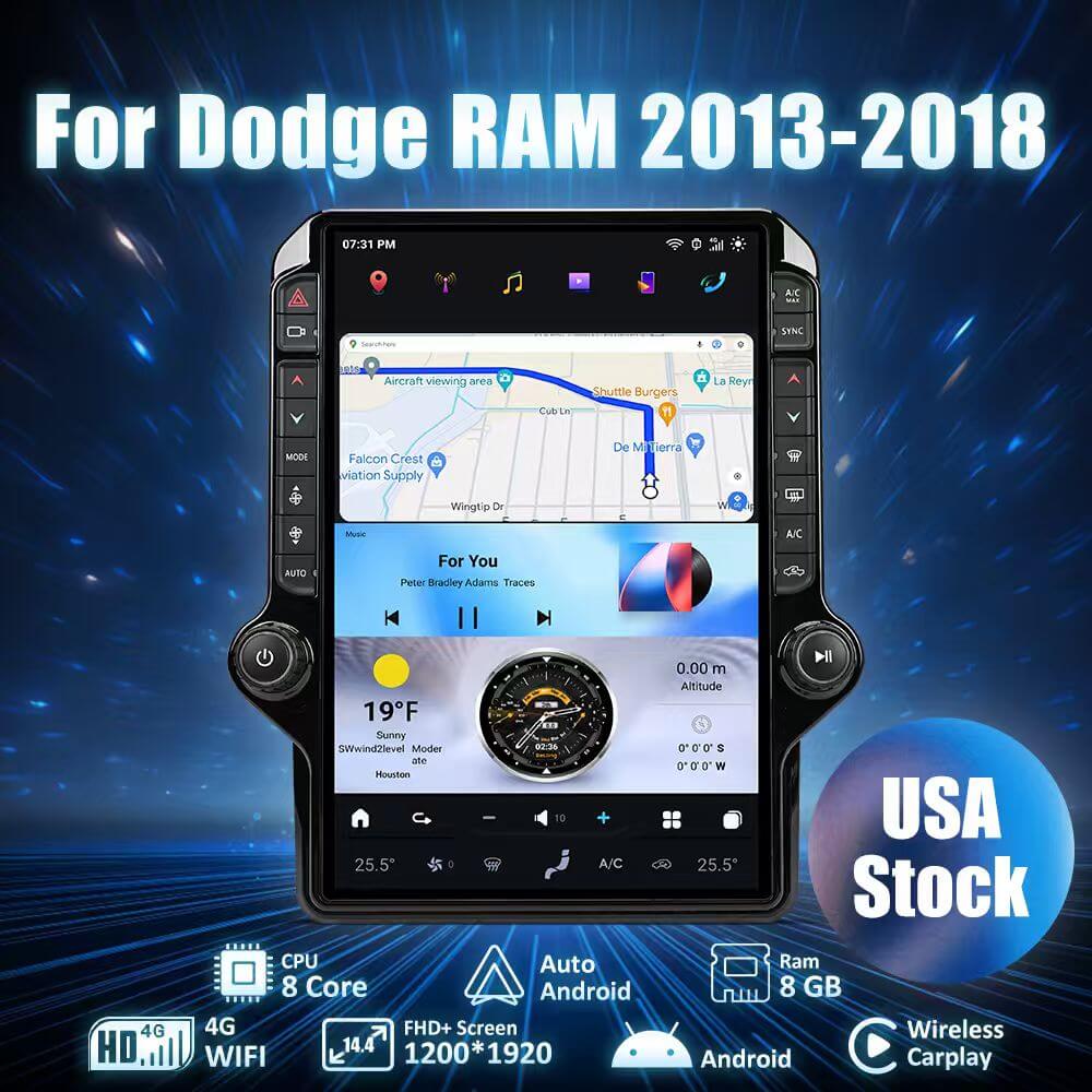 AuCar Tesla Android 14 14.4" Car Radio GPS Navigation For Dodge RAM 2013-2018 &amp;amp; RAM Classic 2019–2022