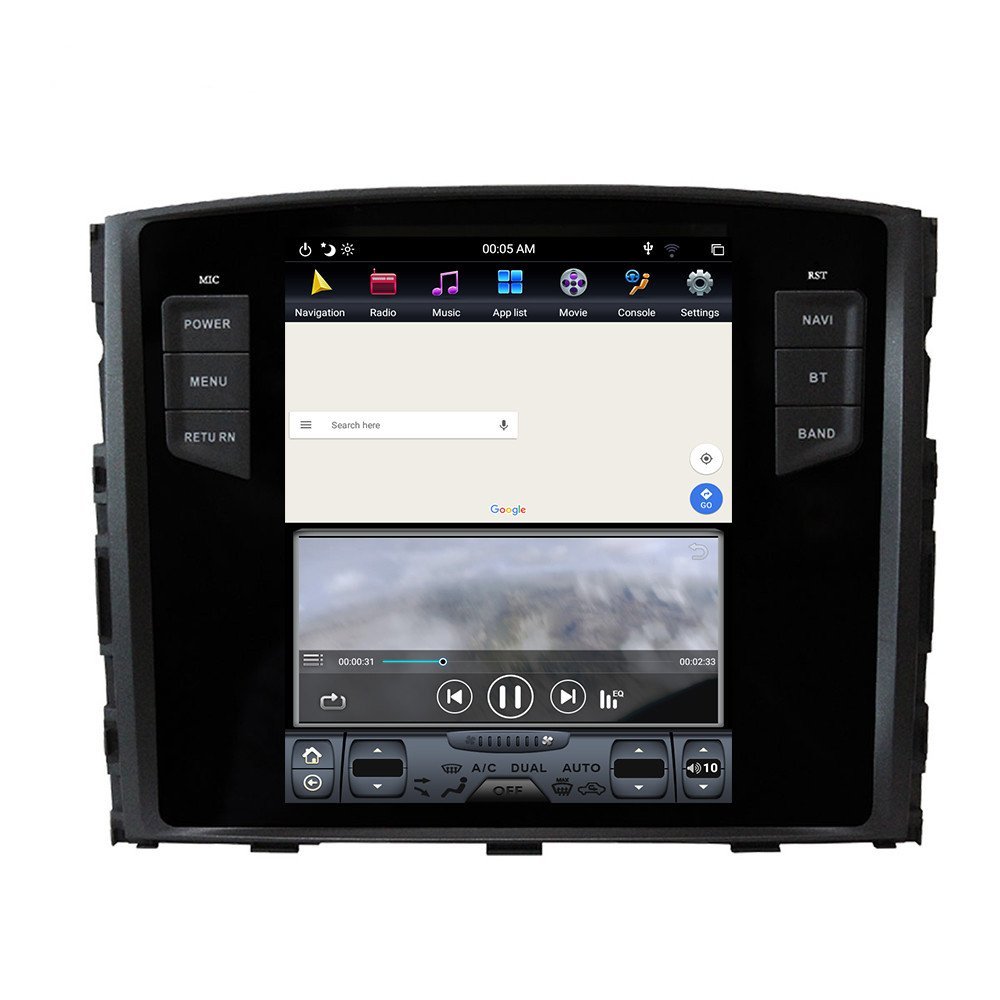 AuCAR Android Tesla style Car GPS Navigation For MITSUBISHI PAJERO V97 V93 Shogun Montero 2006+ headunit radio tape recorder