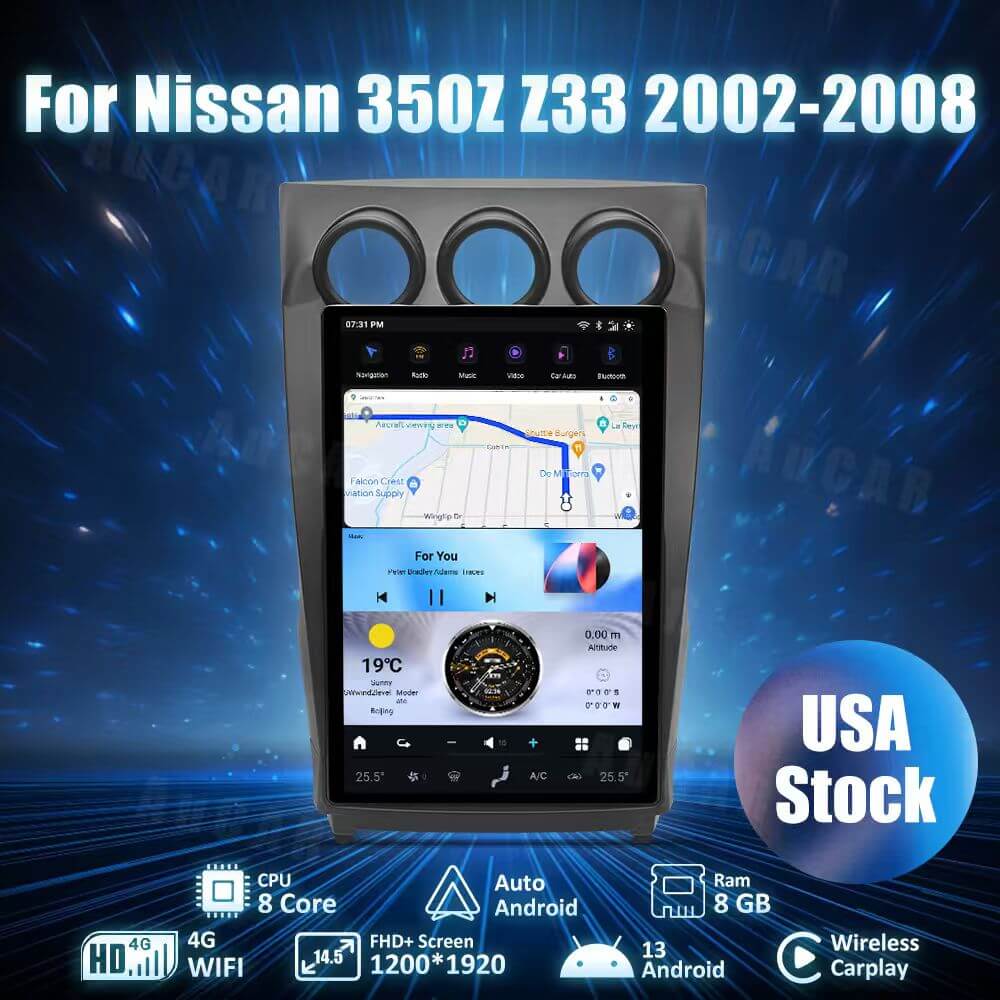 AuCar Tesla Android 13 14.5" Car Radio GPS Navigation For Nissan 350Z Z33 2002-2008