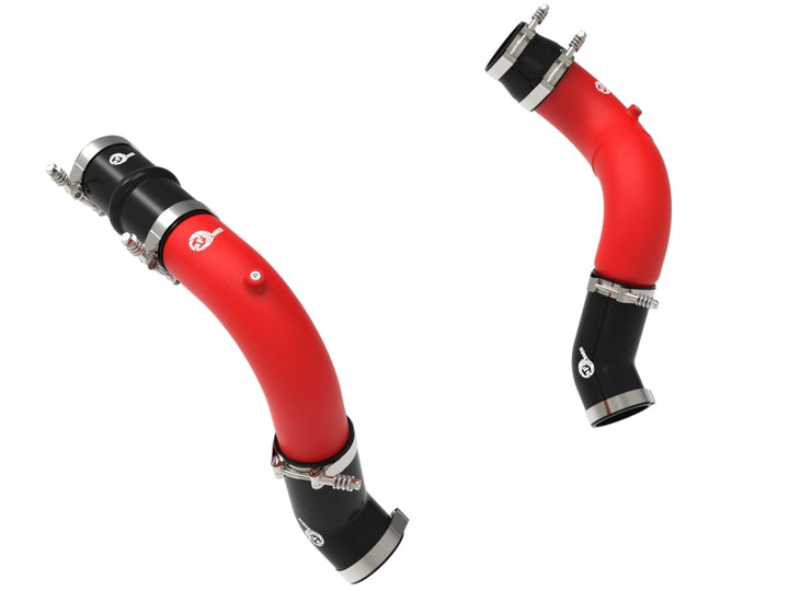 aFe BladeRunner 3in &amp; 3-1/2in AL Hot and Cold Charge Pipe Kit Red RAM Diesel Trucks 25-26 L6-6.7L