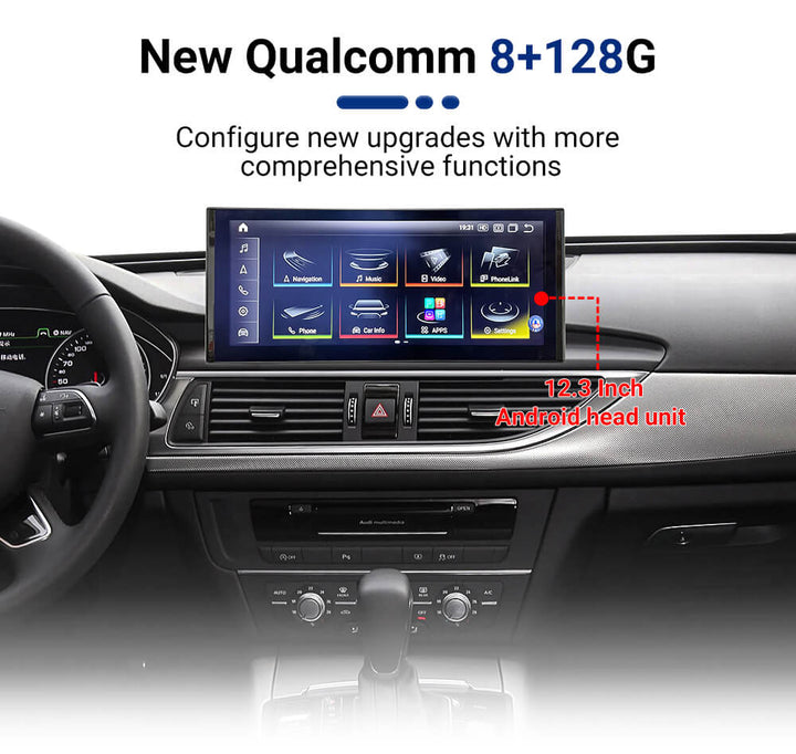 AuCar Android 13 12.3" Car Radio GPS Navigation For Audi A6 A7 S6 S7 RS6 RS7 2012-2018 Car Multimedia Stereo Player Car Video