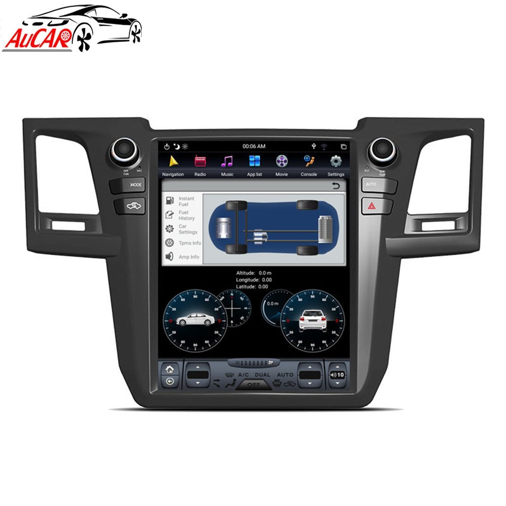 AuCAR Android 11.0 Tesla Style 12.1" car radio GPS Navigation for Toyota Fortuner 2013 2014 2015 autoradio 1 din multimedi Stereo
