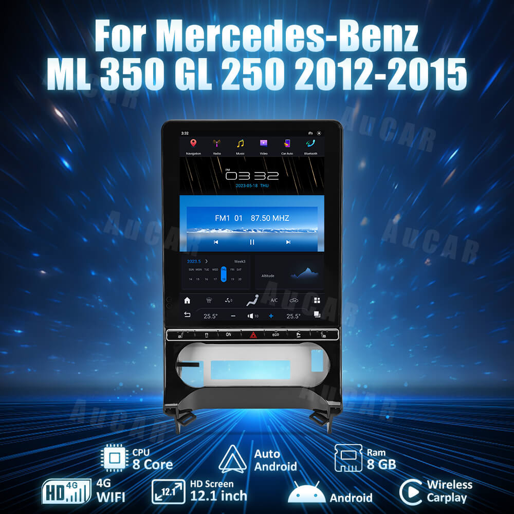 AuCar Tesla Android 12 Car Radio GPS Navigation For Mercedes Benz ML 350 GL 250 2012-2015 Car Multimedia Stereo Player Car Video