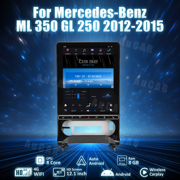AuCar Tesla Android 12 Car Radio GPS Navigation For Mercedes Benz ML 350 GL 250 2012-2015 Car Multimedia Stereo Player Car Video