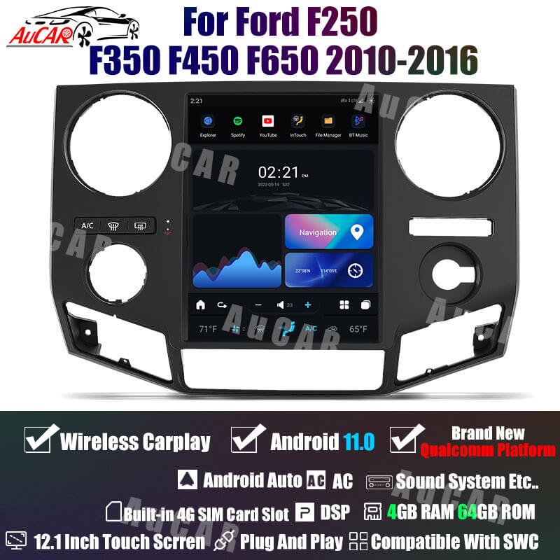 AuCar Tesla Android 12.1" Car Radio GPS Navigation For Ford F250 F350 F450 F650 2010-2016 NOSYNC