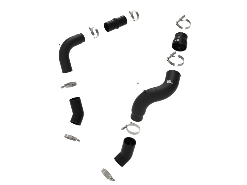 aFe BladeRunner 3in &amp; 3-1/2in AL Hot and Cold Charge Pipe Kit Black RAM Diesel Trucks 25-26 L6-6.7L