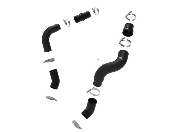 aFe BladeRunner 3in &amp; 3-1/2in AL Hot and Cold Charge Pipe Kit Black RAM Diesel Trucks 25-26 L6-6.7L
