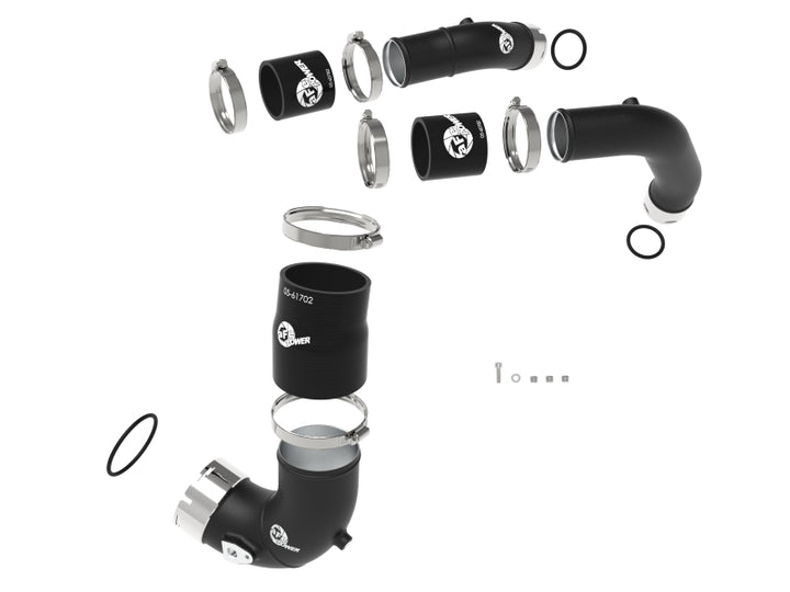 aFe BladeRunner 2-1/4in &amp; 3in Aluminum Hot and Cold Charge Pipe Kit Black RAM 1500 RHO 25-27 L6-3.0L