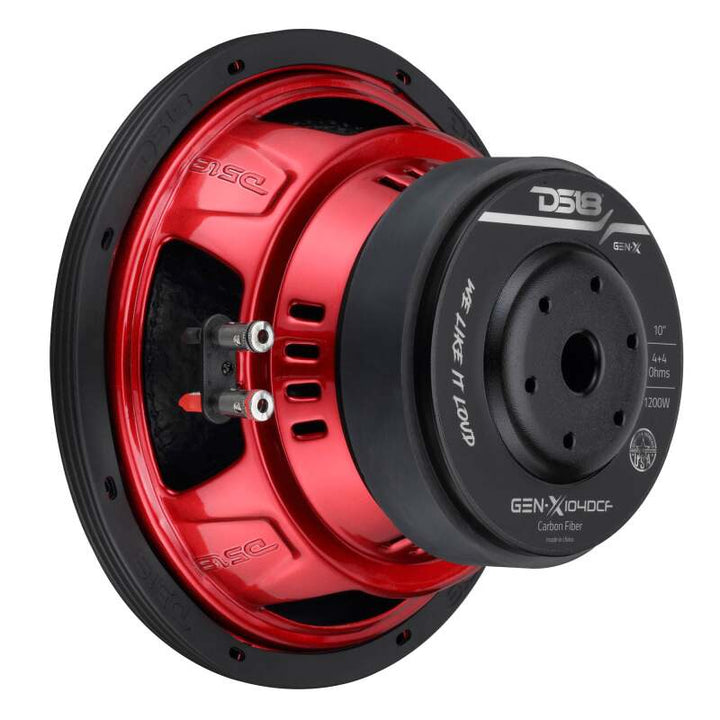 DS18 10in 600 Watts RMS 4ohm DVC Carbon Fiber Dust Cap