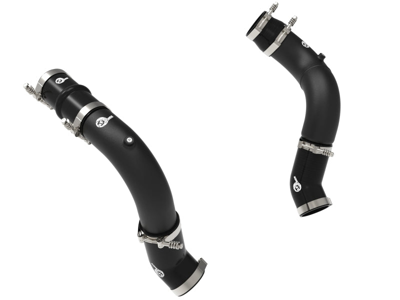 aFe BladeRunner 3in &amp; 3-1/2in AL Hot and Cold Charge Pipe Kit Black RAM Diesel Trucks 25-26 L6-6.7L