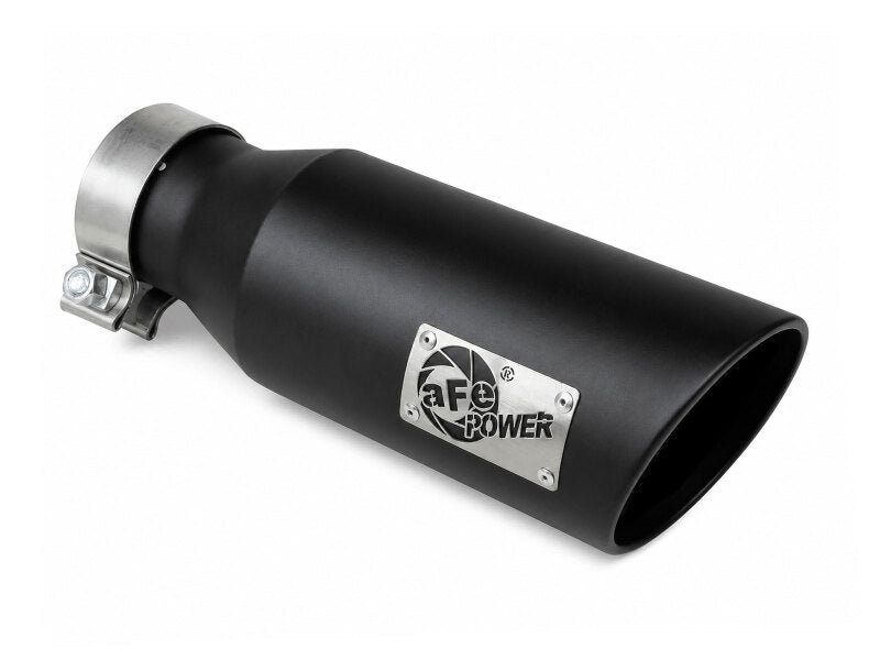 aFe MACH Force-Xp 304 Stainless Steel Clamp-on Exhaust Tip Black 3in Inletx4-1/2in Outletx12in L