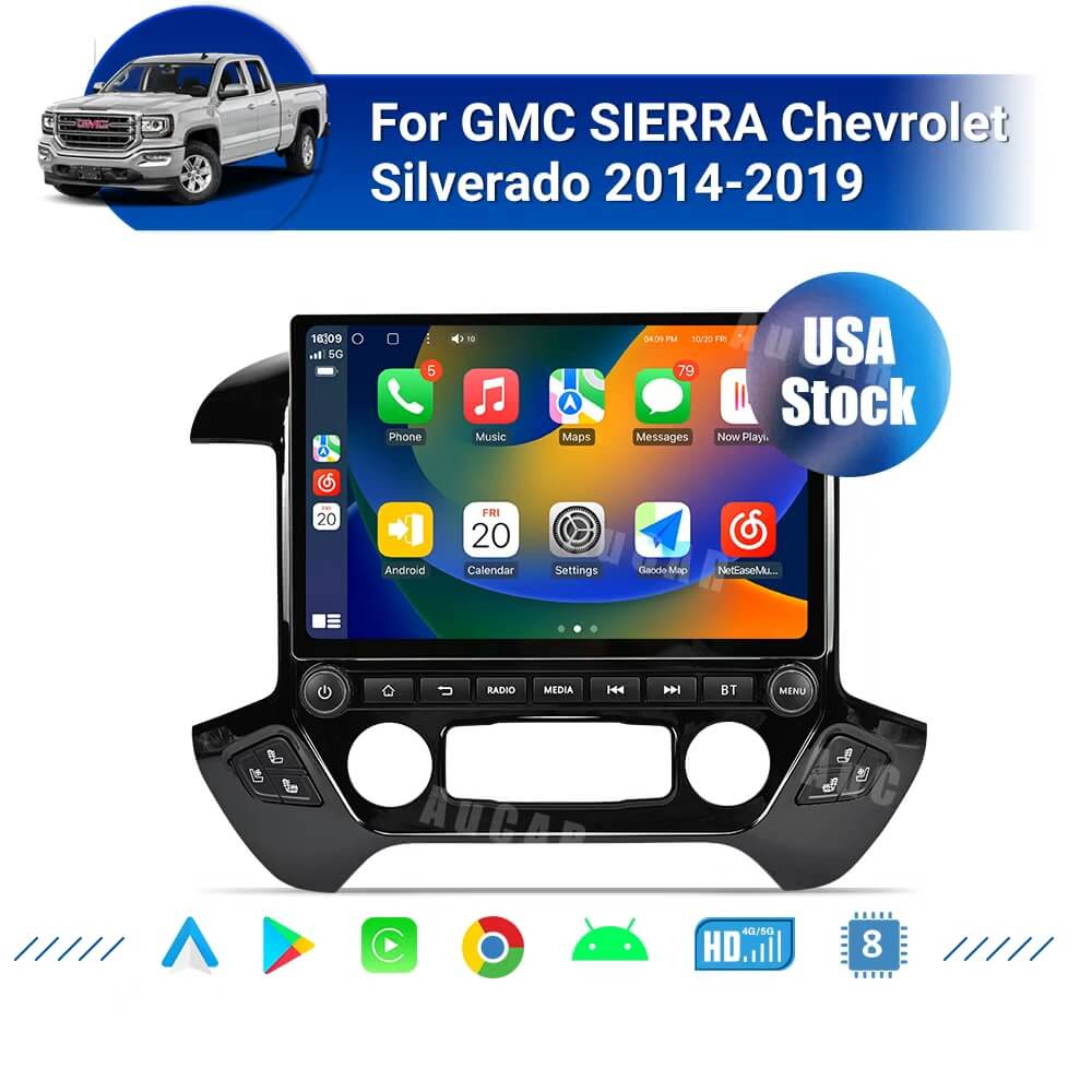 AuCar Tesla Android 13″ Car Radio GPS Navigation For GMC Sierra Chevrolet Silverado 2014-2019