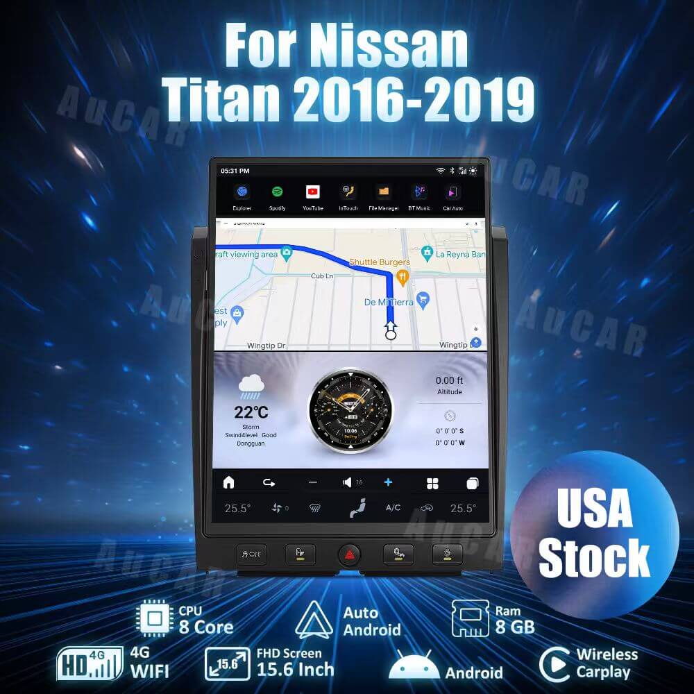 AuCar Tesla Android 15.6" Car Radio GPS Navigation For Nissan Titan 2016-2019