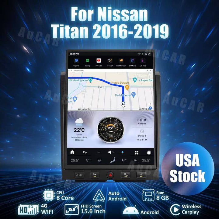 AuCar Tesla Android 15.6" Car Radio GPS Navigation For Nissan Titan 2016-2019
