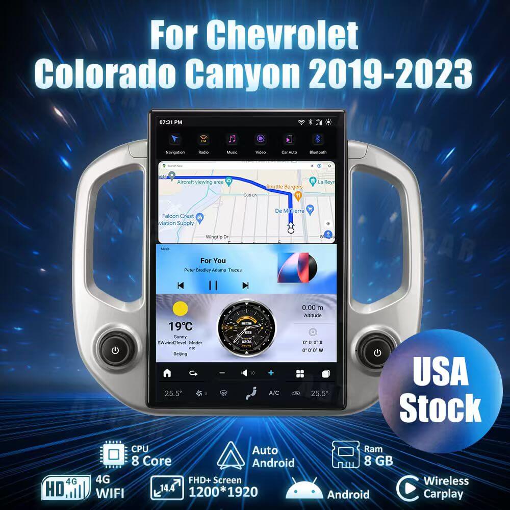AuCar Tesla Android 14.4″ Car Radio GPS Navigation For Chevrolet Colorado Canyon 2019-2023