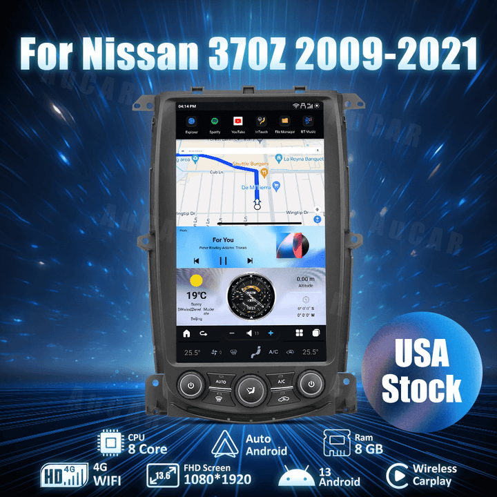 AUCAR Android 13.6“ Tesla Android System Car Radio Multimedia GPS Navigation For Nissan 370Z 2009-2021