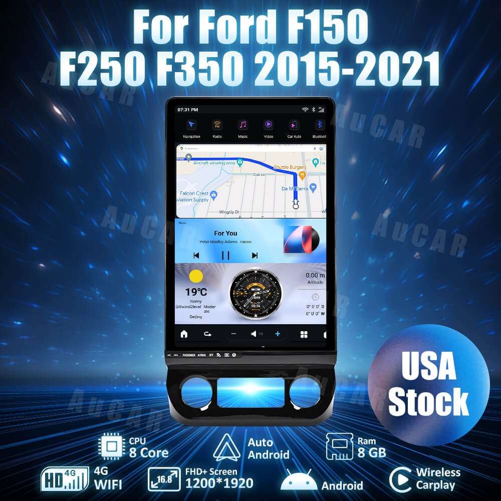 AuCar Tesla Android 17" Car Radio GPS Navigation For Ford F150 F250 F350 Raptor 2015-2021