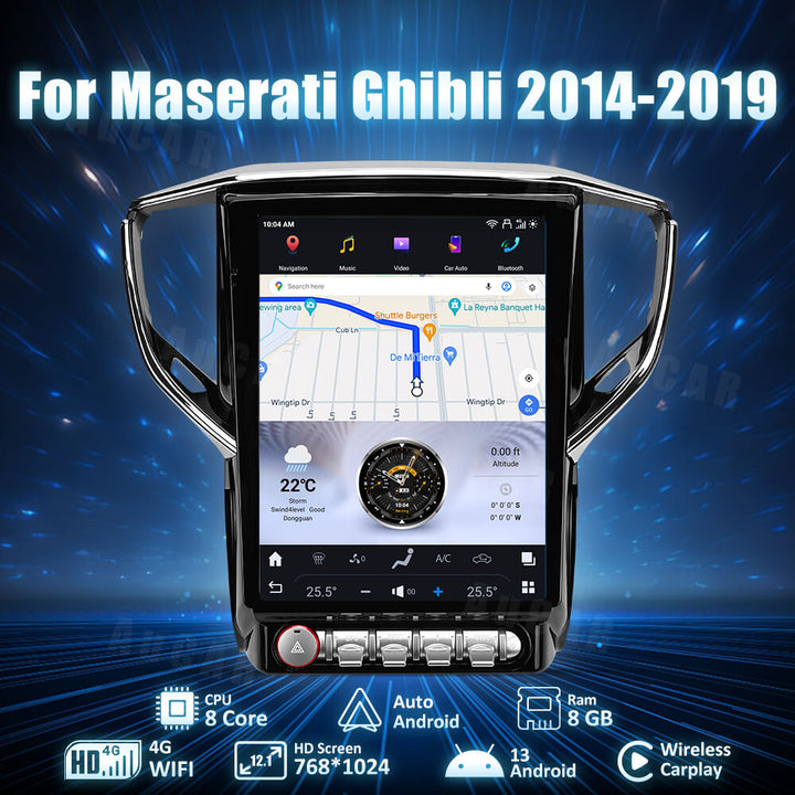 AuCar Tesla Android 13 12.1" Car Radio GPS Navigation For Maserati Ghibli 2014-2019 Car Multimedia Stereo Player Car Video