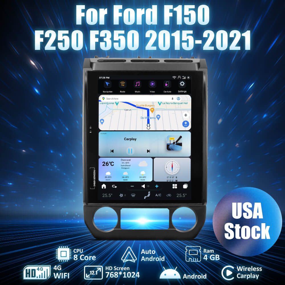 AuCar Tesla Android 13 12.1" Car Radio GPS Navigation For Ford F150 F250 F350 Raptor 2015-2021