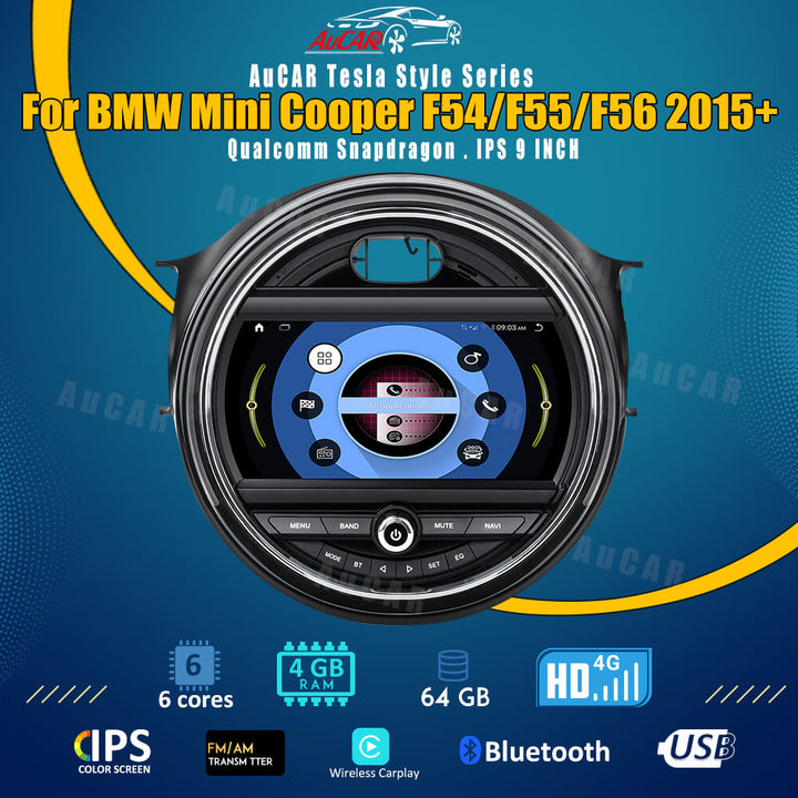 AuCar Android 11 9" Car Radio GPS Navigation For BMW Mini Cooper F54/F55/F56 2015+ Car Multimedia Stereo Player Car Video