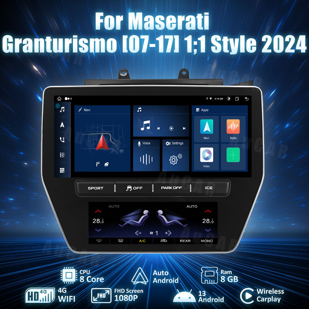 AuCar Tesla Android 13 12.3" Car Radio GPS Navigation For Maserati Granturismo (07-17) 1:1 Style 2024 Car Multimedia Stereo Player Car Video