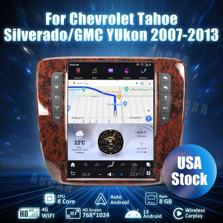 AuCar Tesla Android 12.1" Car Radio GPS Navigation For Chevrolet Tahoe/Silverado/GMC Yukon Suburban 2007-2013