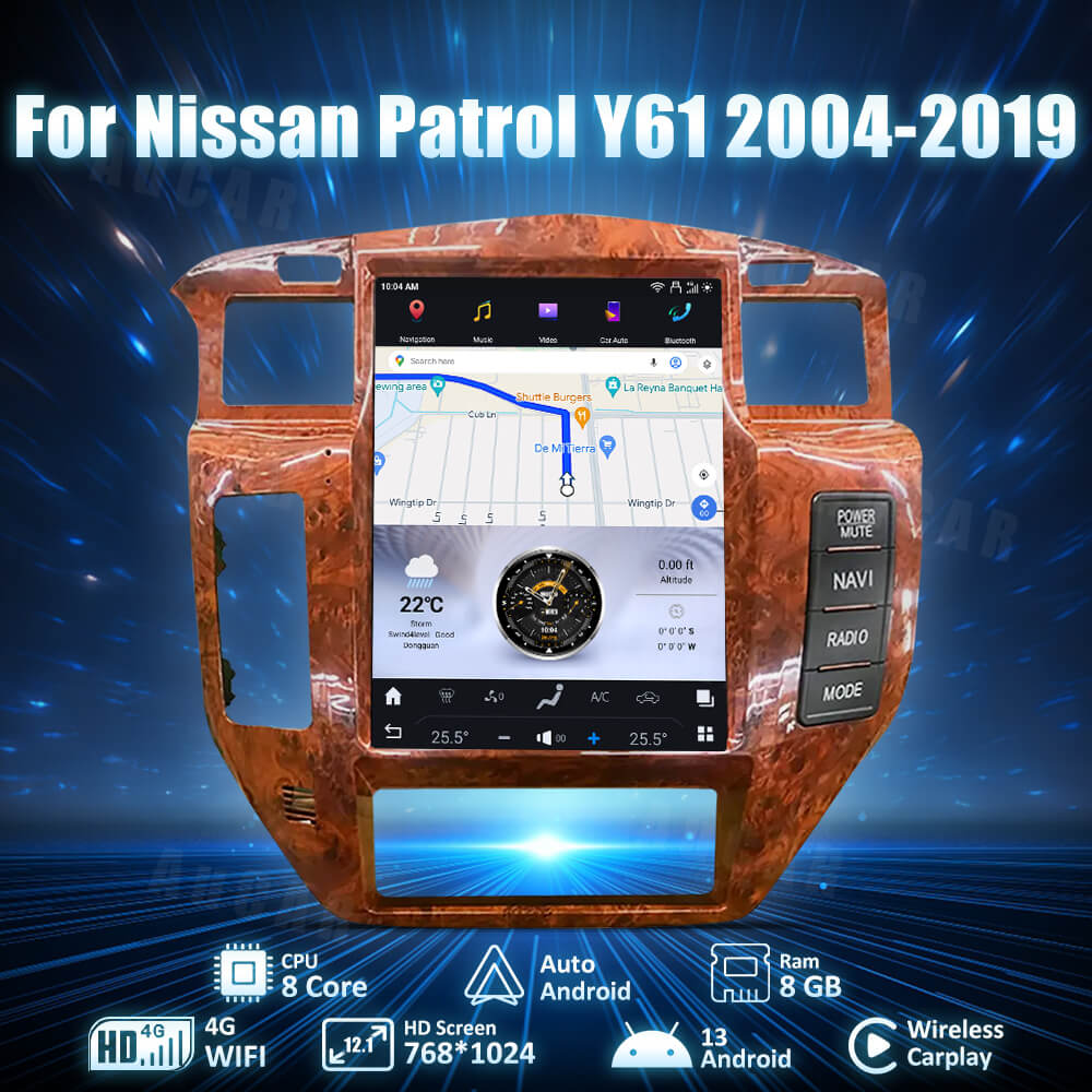 AuCar Android 13 12.1" Car Radio GPS Navigation For Nissan Patrol Y61 2004-2019 Car Multimedia Stereo Player Car Video
