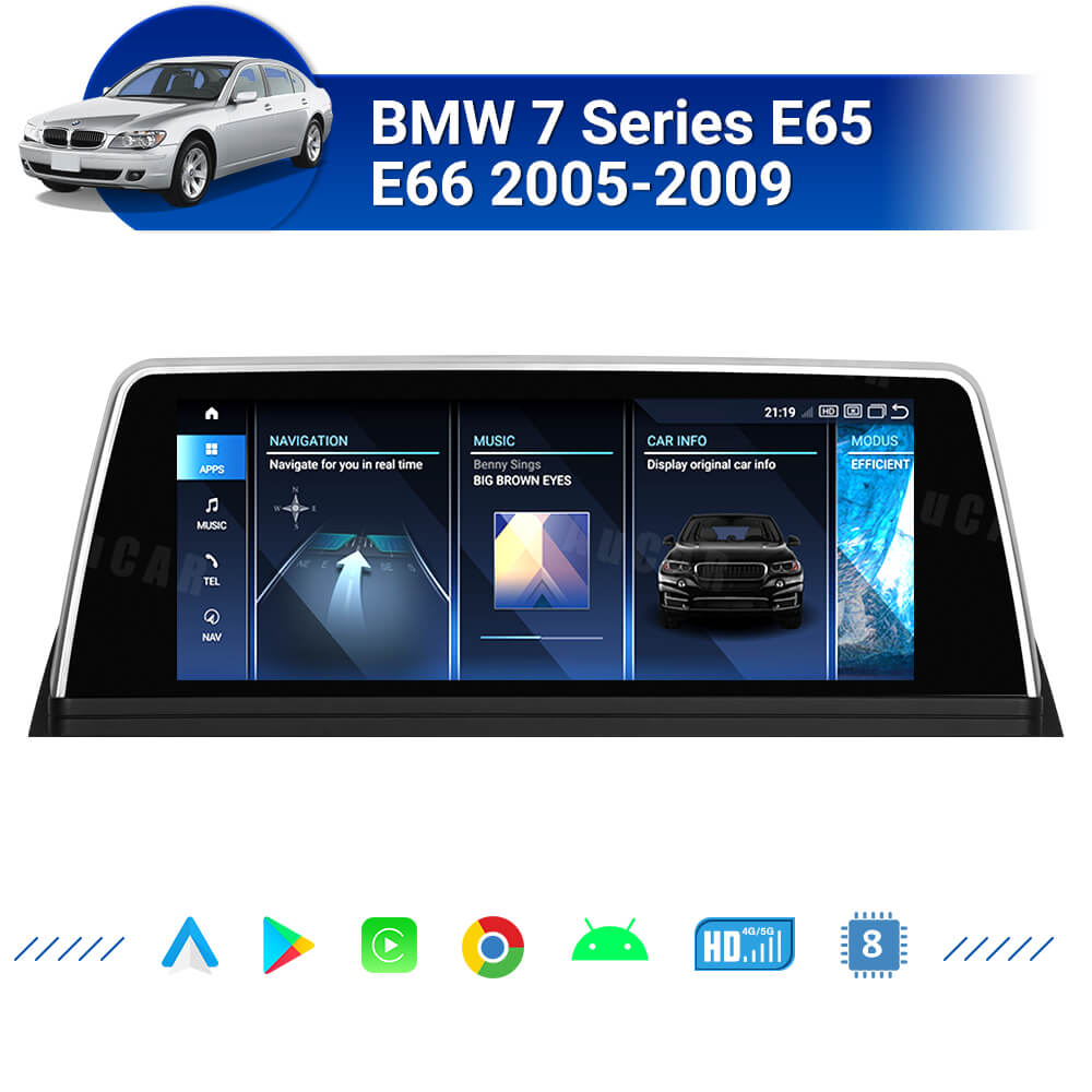 AuCar Android 13 10.25 / 8.8 Screen Size Car Radio GPS Navigation For BMW 7 Series E65 E66 2005-2009 Car Multimedia Stereo Player Car Video