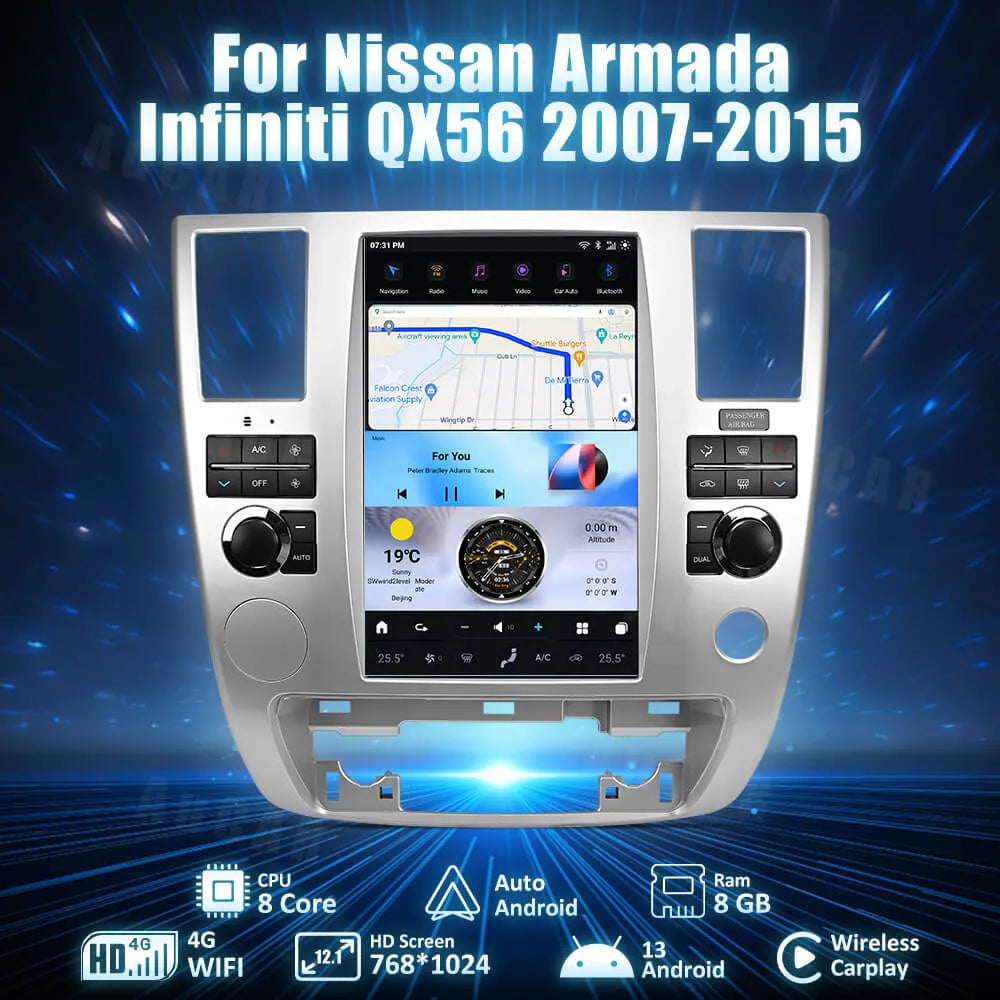 AuCar Android 12.1" Car Radio GPS Navigation For Nissan Armada Infiniti QX56 2007-2015 Car Multimedia Stereo Player Car Video