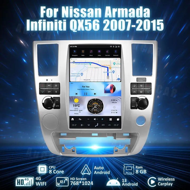 AuCar Android 12.1" Car Radio GPS Navigation For Nissan Armada Infiniti QX56 2007-2015 Car Multimedia Stereo Player Car Video