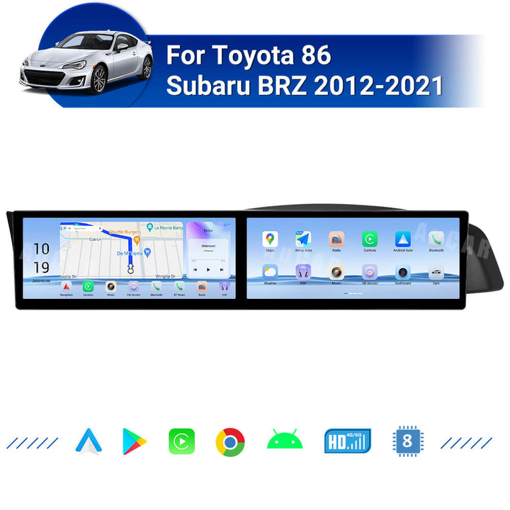 AuCar Tesla Android 13 12.3" Car Radio GPS Navigation For Toyota 86 Subaru BRZ 2012-2021 Car Multimedia Stereo Player