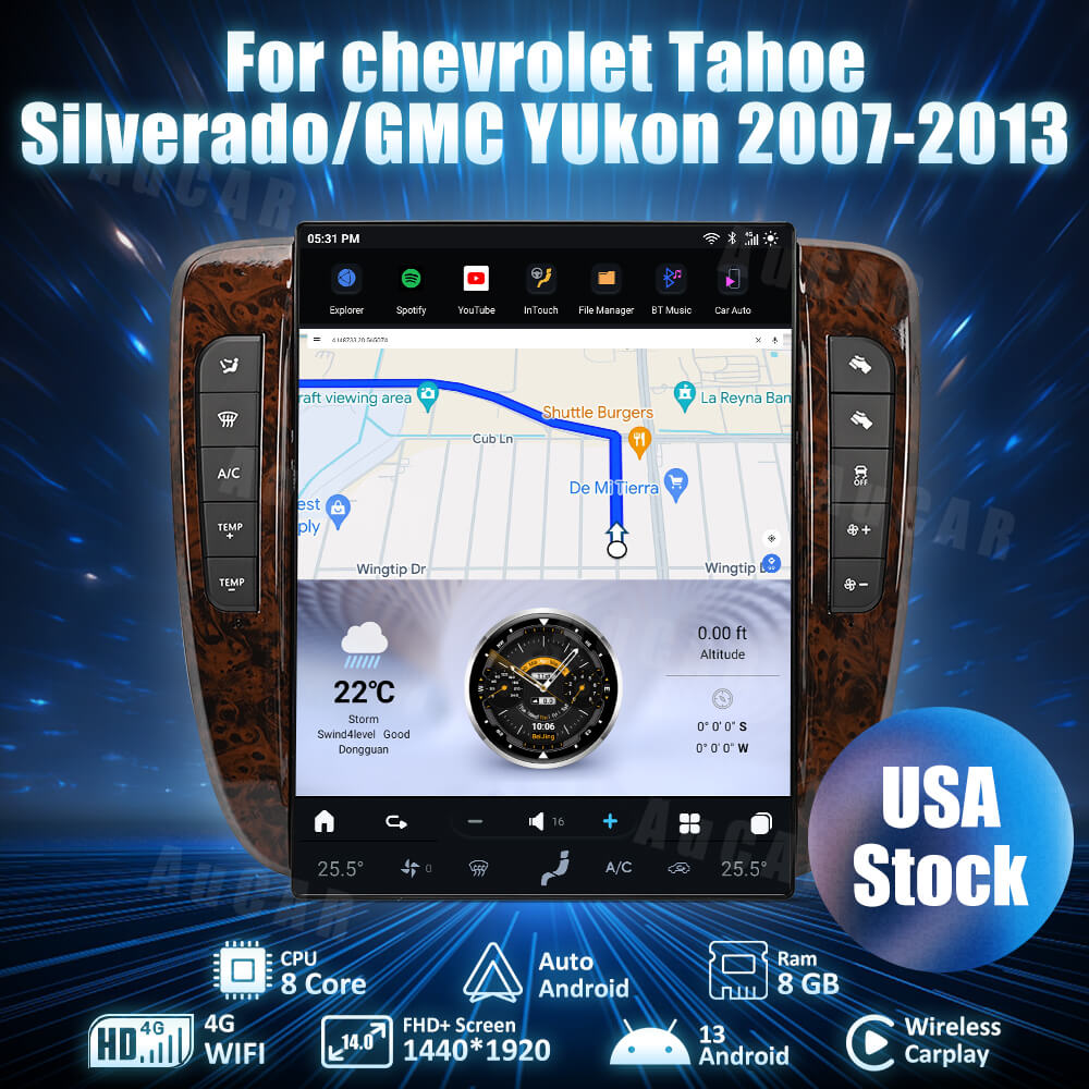 AuCar Tesla Android 14" Car Radio GPS Navigation For Chevrolet Tahoe/Silverado/GMC Yukon Suburban 2007-2013