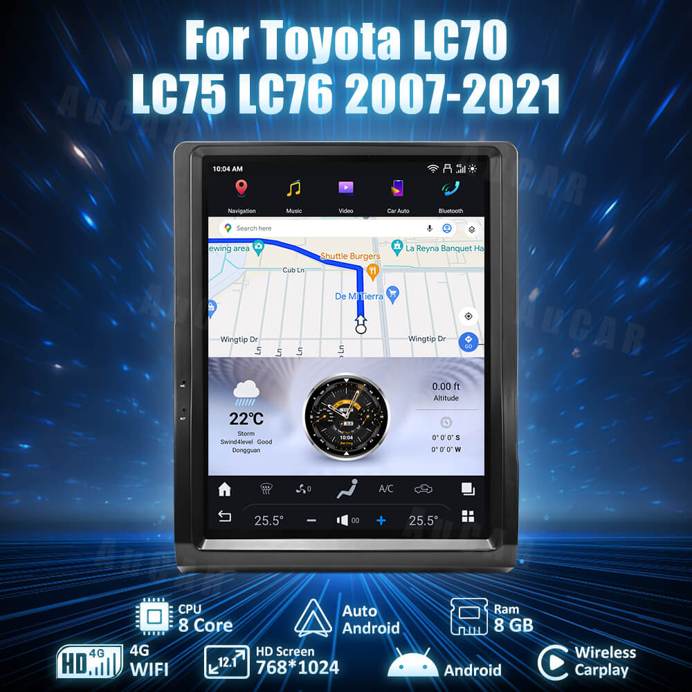 AuCar Android 12.1" Car Radio GPS Navigation For Toyota LC70 LC75 LC76 2007-2021 Car Multimedia Stereo Player Car Video