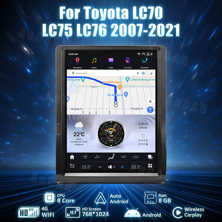 AuCar Android 12.1" Car Radio GPS Navigation For Toyota LC70 LC75 LC76 2007-2021 Car Multimedia Stereo Player Car Video