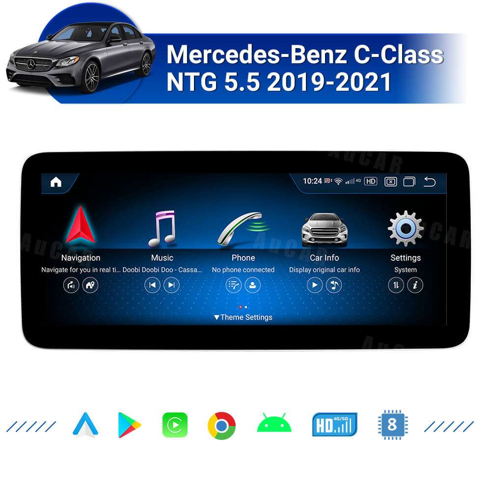 AuCAR Android 13 10.25/12.3 Head Unit Car Video For Mercedes-Benz C-Class NTG 5.5 2019-2021 Car Multimedia Player GPS Navi Audio Radio Stereo Head Unit