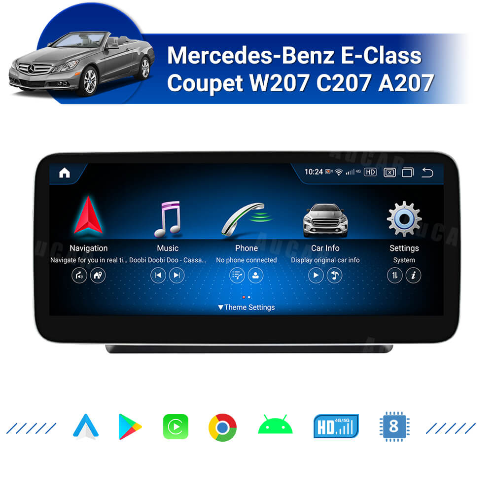 AuCAR Android 13 10.25/12.3 Head Unit Car Video For Mercedes-Benz E-Class Coupet W207 C207 A207 Car Multimedia Player GPS Navi Audio Radio Stereo Head Unit