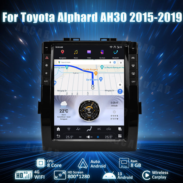 AuCar Tesla Android 13 13" Car Radio GPS Navigation For Toyota Alphard AH30 2015-2019