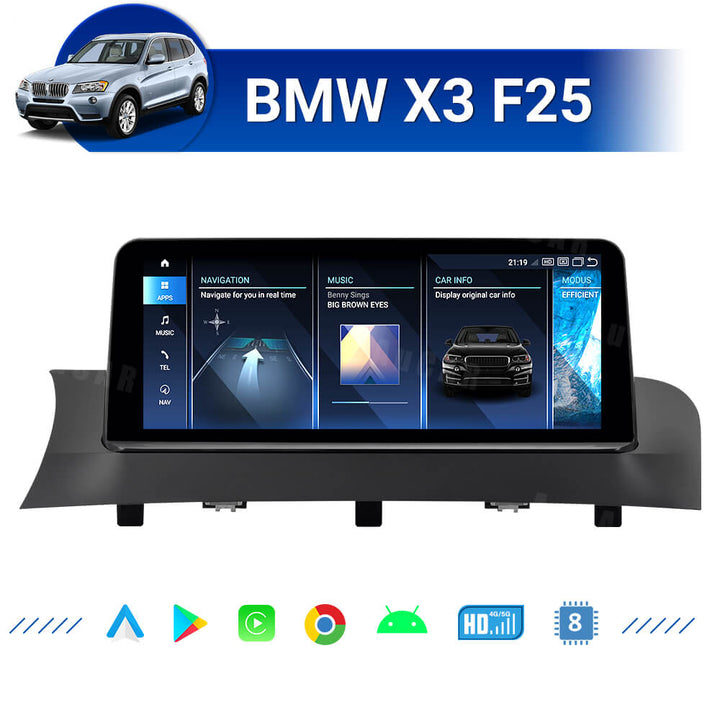 AuCar Android 13 10.25 / 8.8 Screen Size Car Radio GPS Navigation For BMW X3 F25 Car Multimedia Stereo Player Car Video