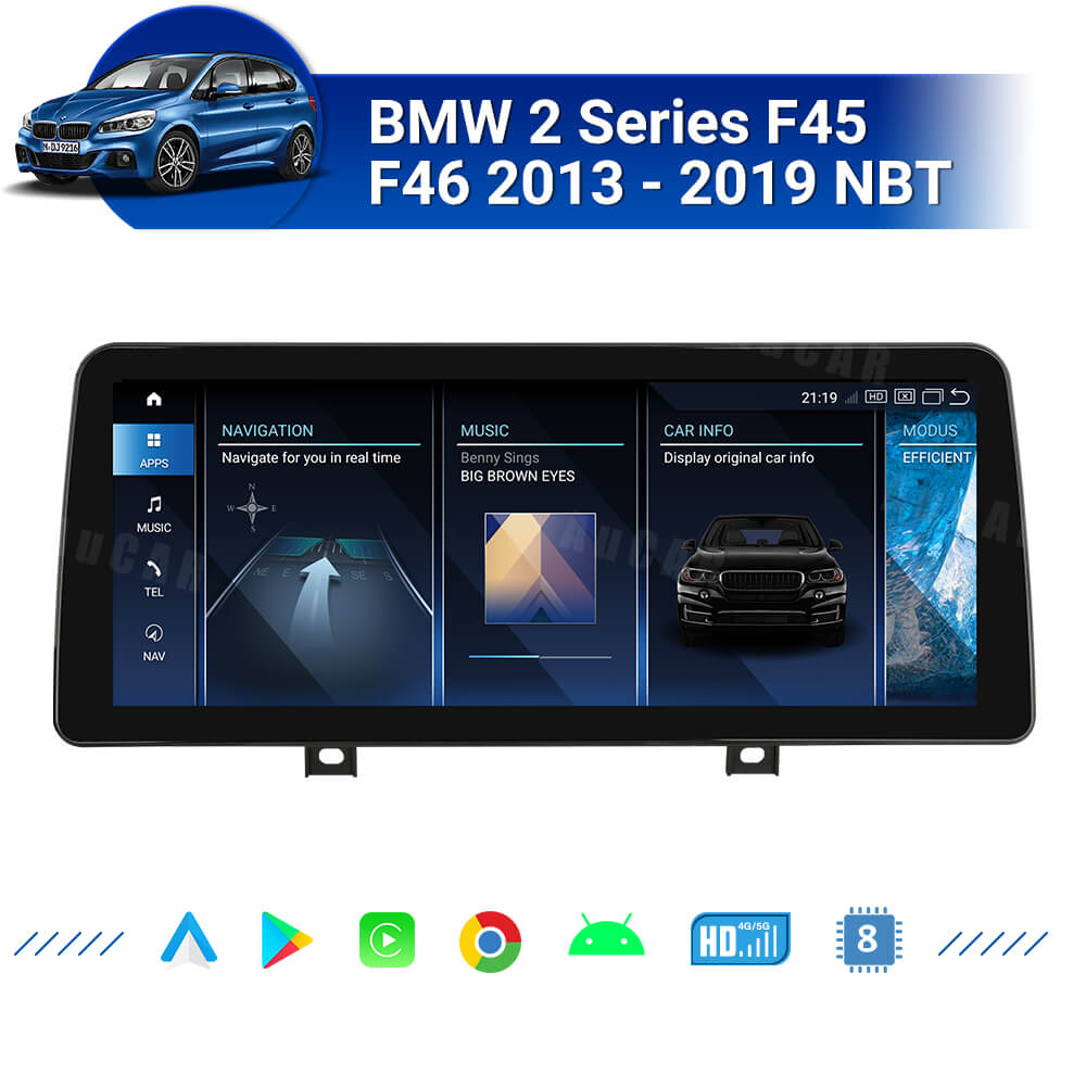 AuCar Android 13 12.3" Car Radio GPS Navigation For BMW 2 Series F45 F46 2013-2019 NBT Car Multimedia Stereo Player Car Video
