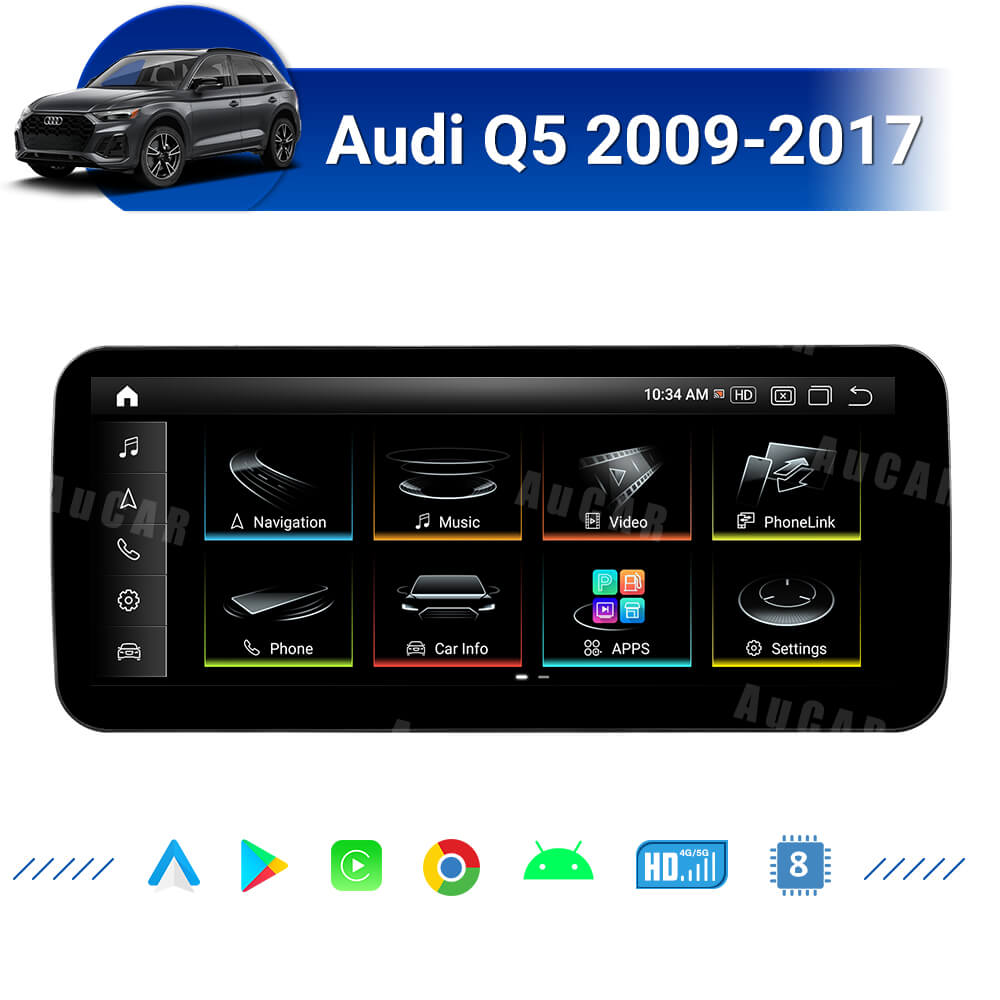 AuCar Android 12.3" Car Radio GPS Navigation For Audi Q5 2009- 2017 Car Multimedia Stereo Player Car Video