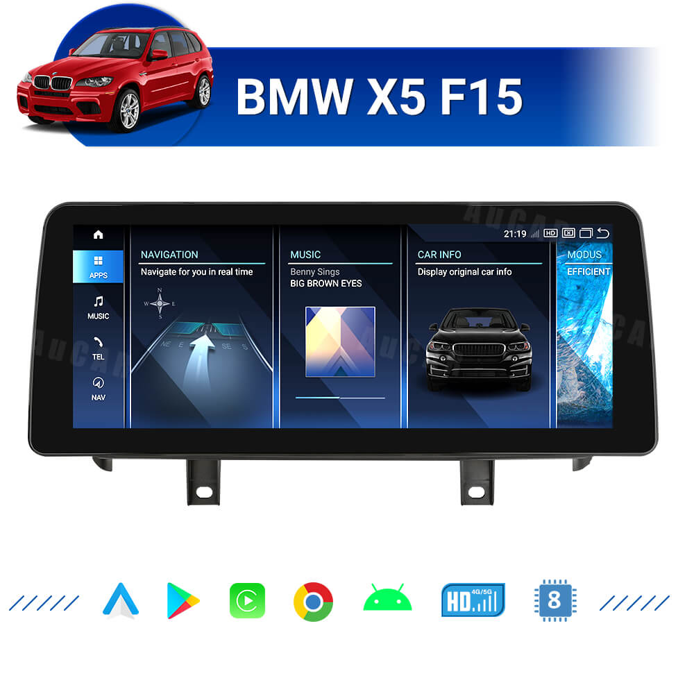 AuCar Android 13 10.25 / 12.3 Screen Size Car Radio GPS Navigation For BMW X5 F15 Car Multimedia Stereo Player Car Video