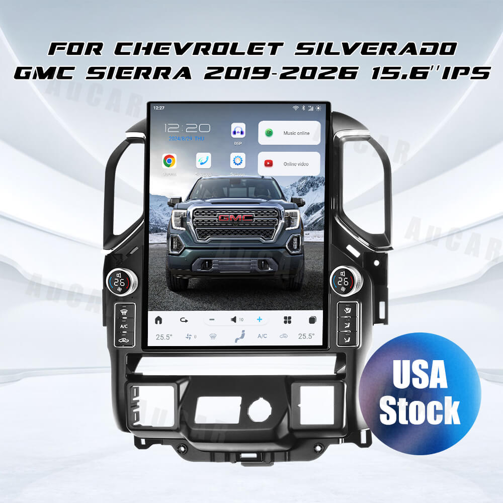 AuCar Tesla Android 15.6″ with LED knobs Car Radio GPS Navigation For Chevrolet Silverado GMC Sierra 2019-2026