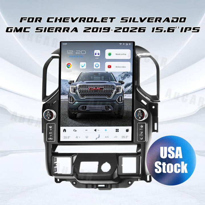 AuCar Tesla Android 15.6″ with LED knobs Car Radio GPS Navigation For Chevrolet Silverado GMC Sierra 2019-2026