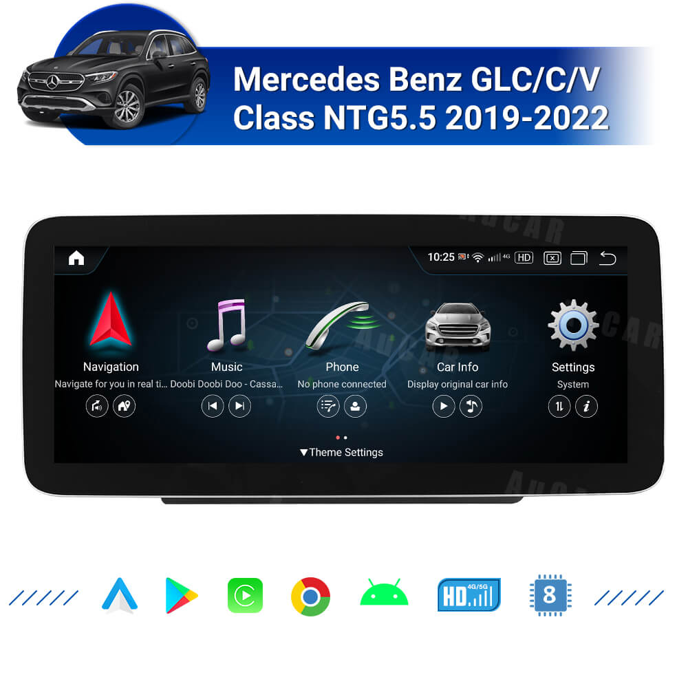 AuCAR Android 13 Head Unit Car Video For Mercedes Benz GLC/C/V Class 2019 2020 2021 2022 NTG5.5 Car Multimedia Player GPS Navi Audio Radio Stereo Head Unit