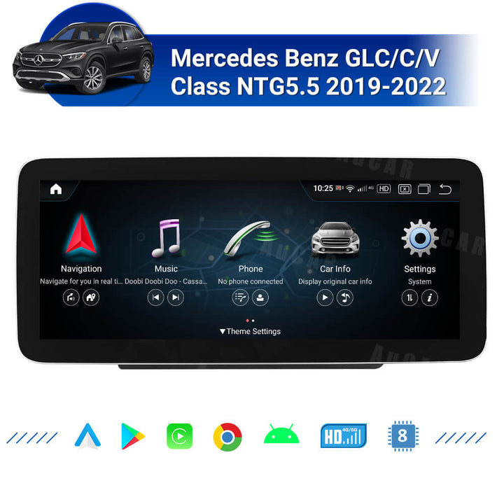 AuCAR Android 13 Head Unit Car Video For Mercedes Benz GLC/C/V Class 2019 2020 2021 2022 NTG5.5 Car Multimedia Player GPS Navi Audio Radio Stereo Head Unit