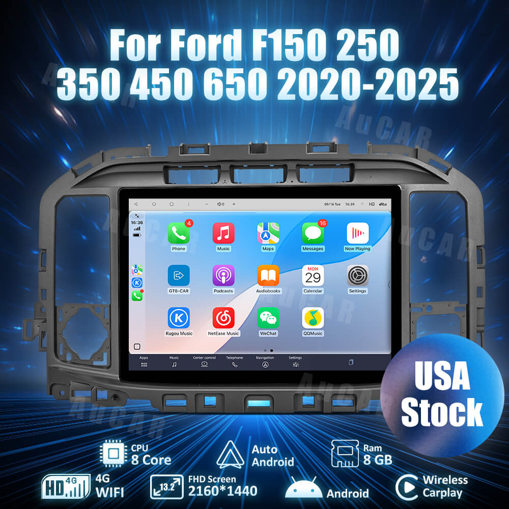AuCar Tesla Android 13.2" Car Radio GPS Navigation For Ford F150 F250 F350 F450 F650 Raptor 2020-2025