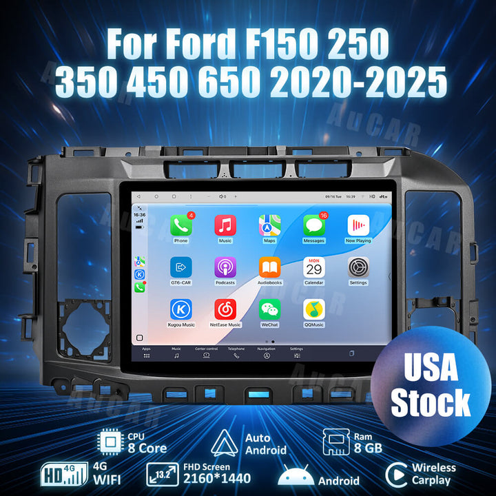 AuCar Tesla Android 13.2" Car Radio GPS Navigation For Ford F150 F250 F350 F450 F650 Raptor 2020-2025