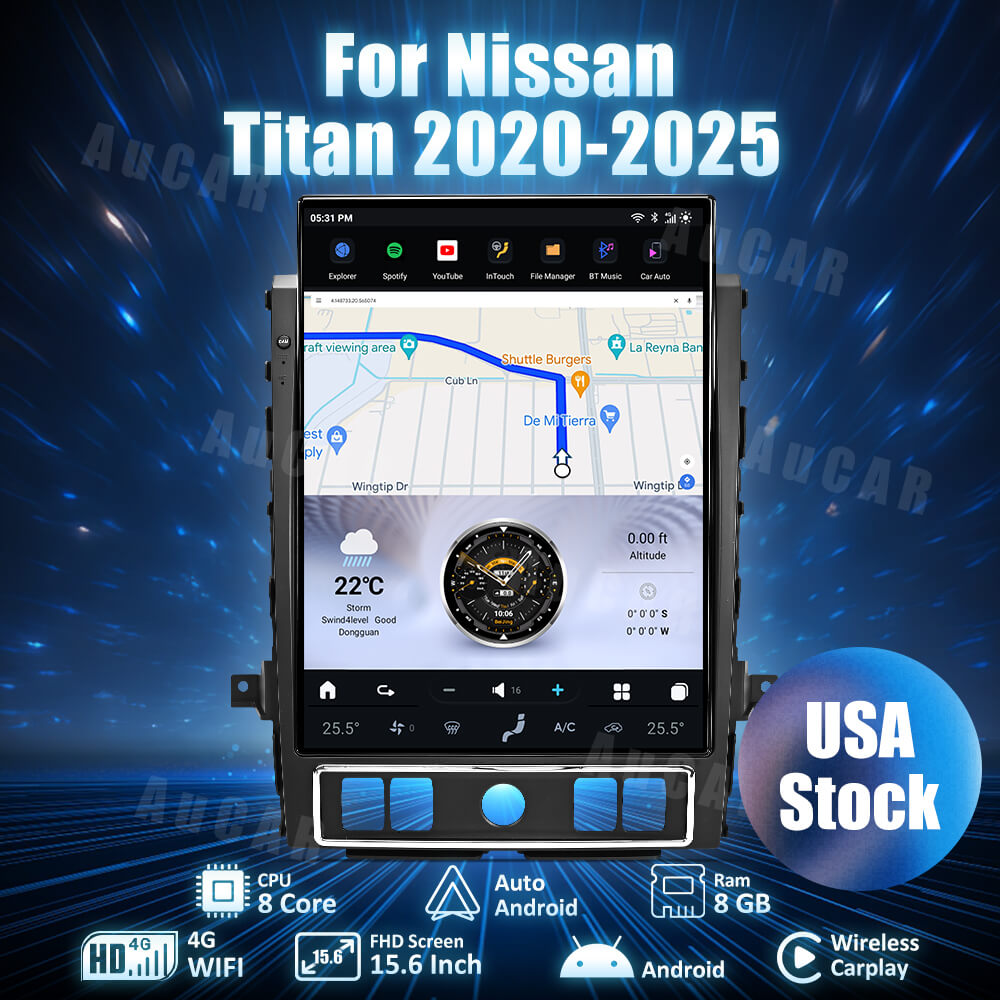 AuCar Tesla Android 13 15.6" Car Radio GPS Navigation For Nissan Titan 2020-2025