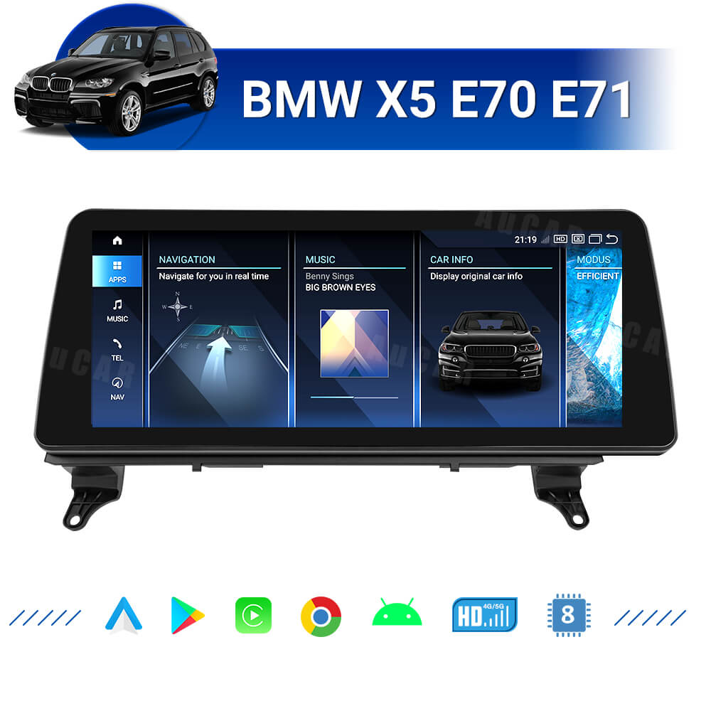AuCar Android 13 10.25 / 12.3 Screen Size Car Radio GPS Navigation For BMW X5 E70 E71 Car Multimedia Stereo Player Car Video