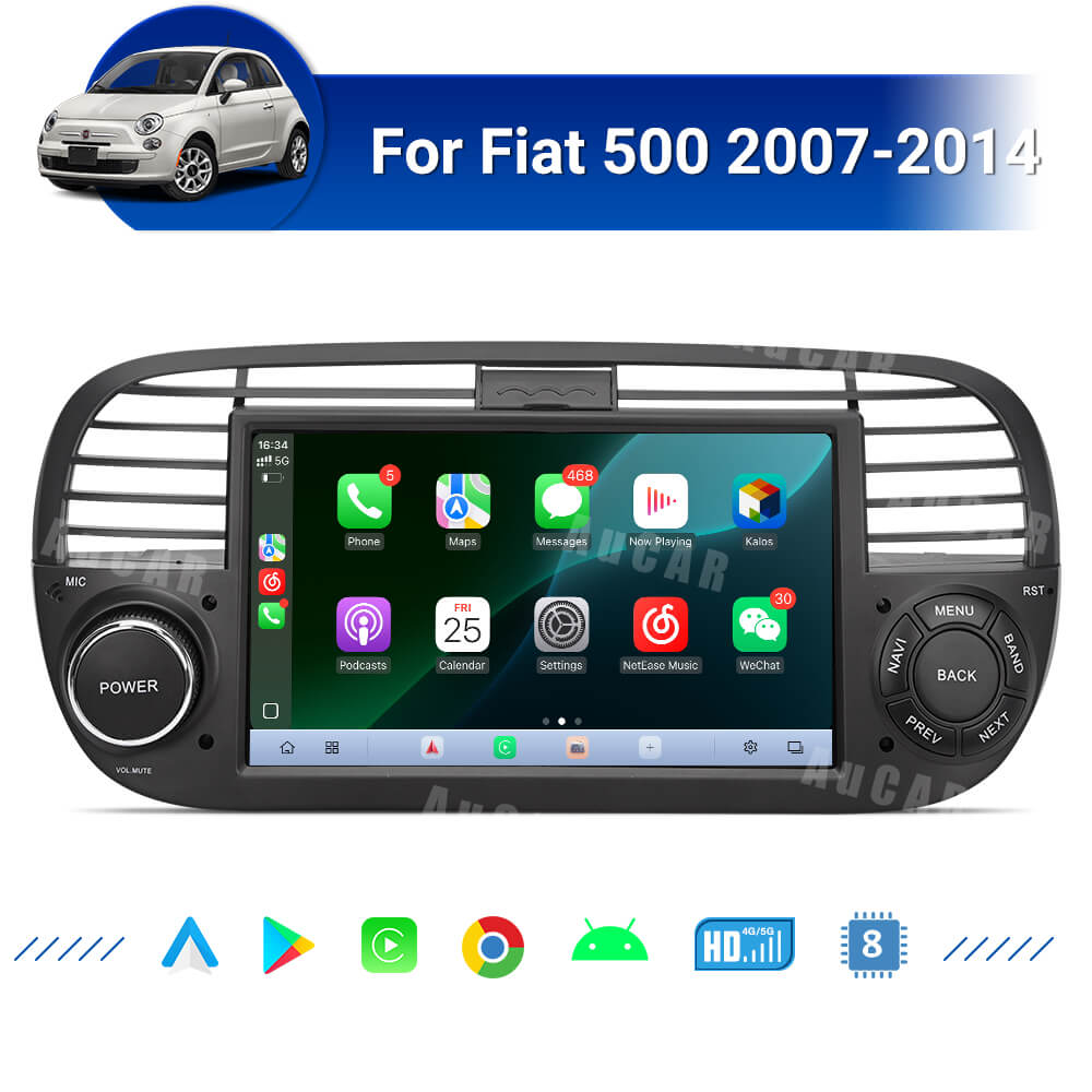 AuCar Tesla Android 7" Car Radio GPS Navigation For Fiat 500 2007-2014 Car Multimedia Stereo Player Car Video